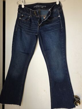 American Eagle Outfitters Deep Indigo Cropped Flare Jeans - Women's